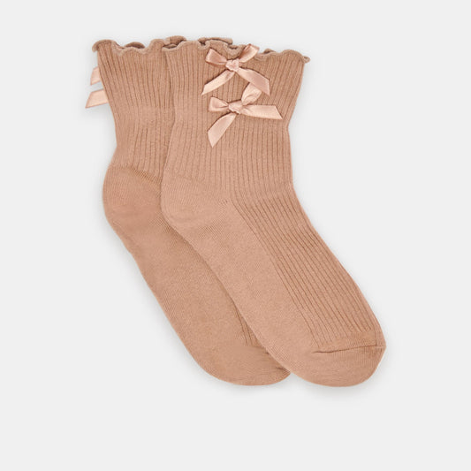 Dolce Vita Lettuce Edge Bow Mocha Anklet Socks