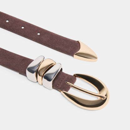 Dolce Vita Mixed Metal Mahogany Buckle Belt