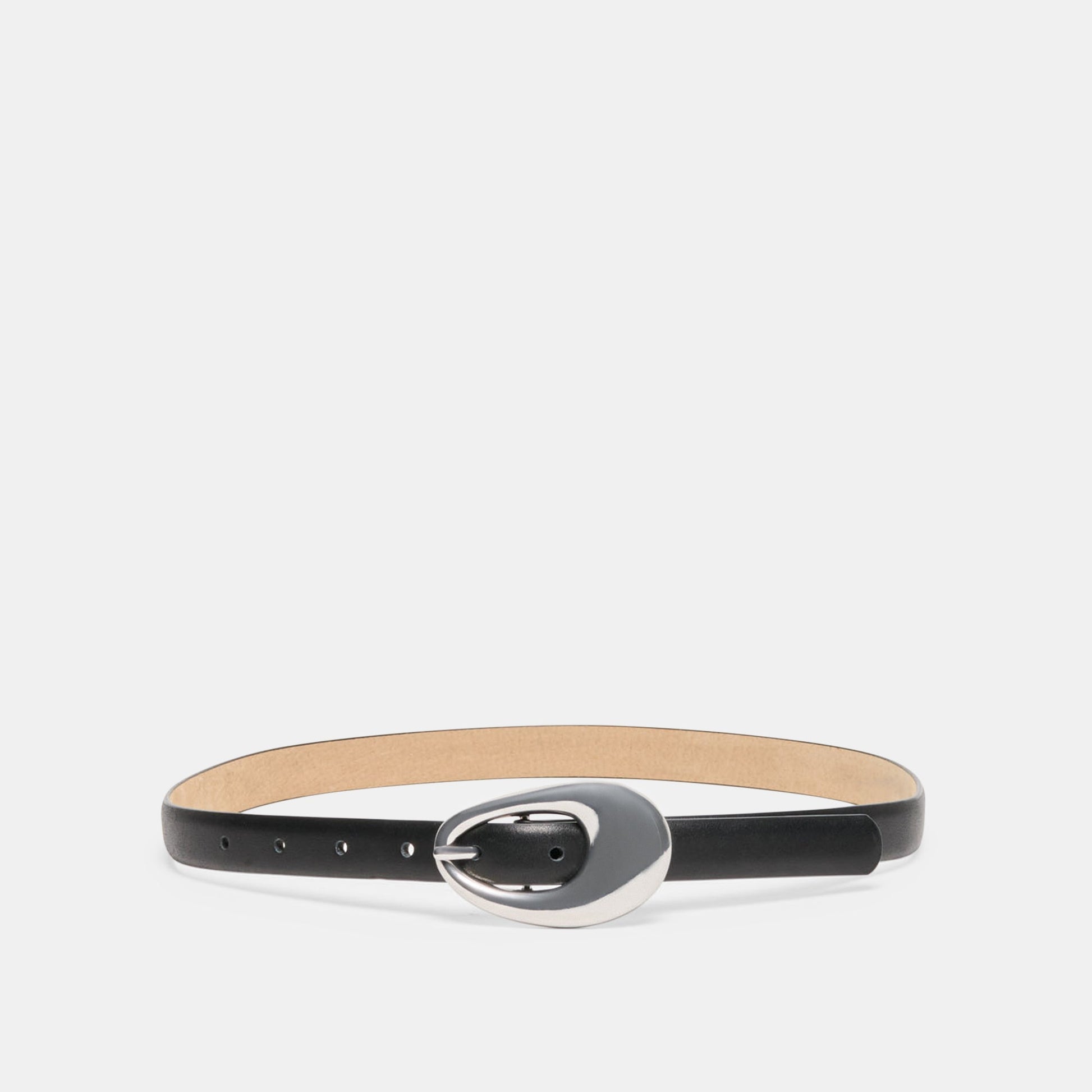 Dolce Vita Organic Oval Black Silver Buckle Belt