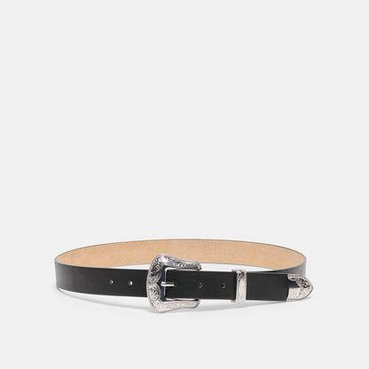 Dolce Vita Vintage Western Black Silver Buckle Belt
