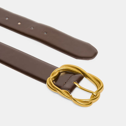 Dolce Vita Braided Mahogany Gold Buckle Belt