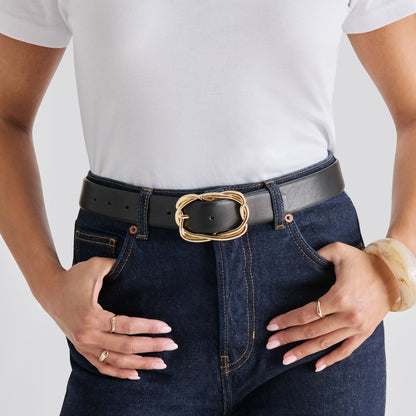 Dolce Vita Braided Black Gold Buckle Belt