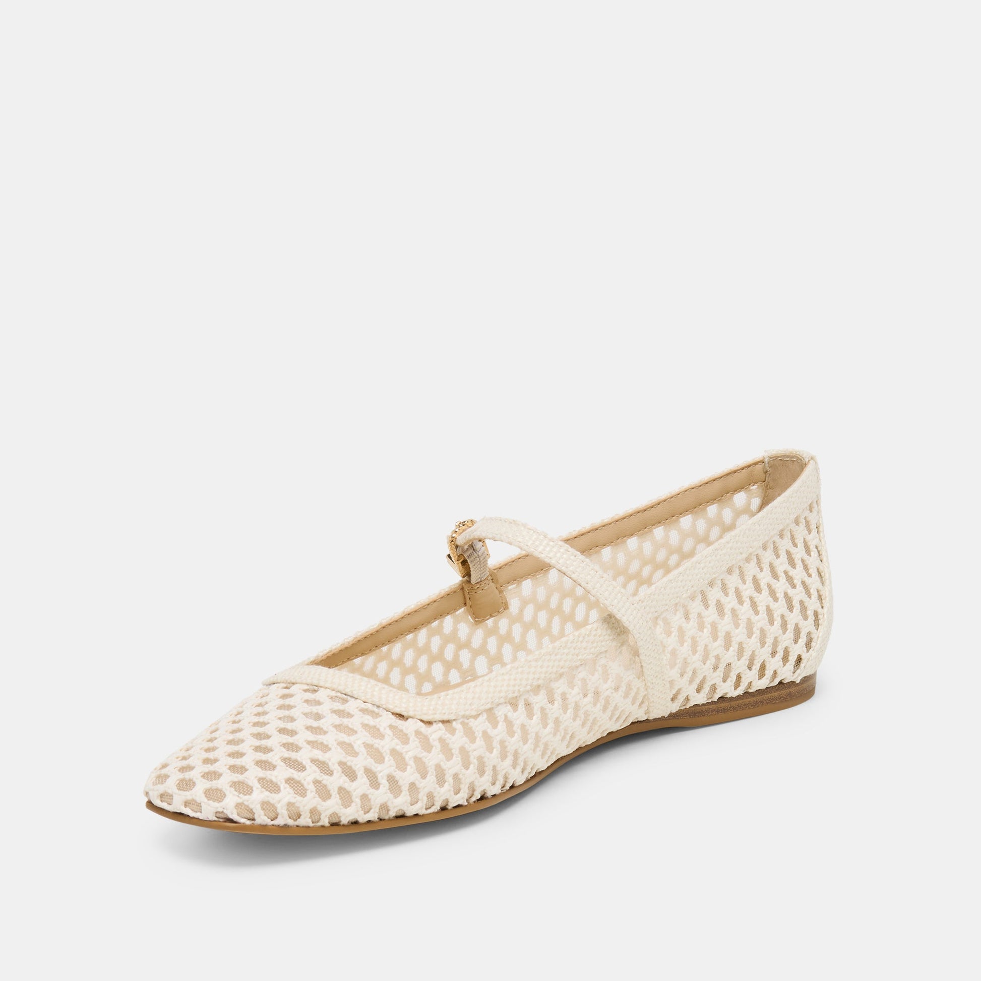 Dolce Vita Reyes White Woven Raffia Ballet Flats