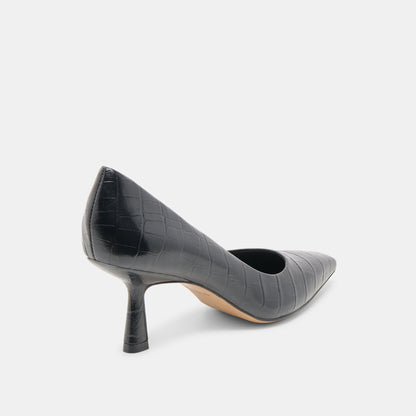 Dolce Vita Briona Noir Croco Embossed Leather Heels
